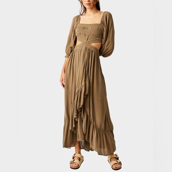 Free People Dresses & Skirts - NWT FREE PEOPLE Cross My Heart Maxi Dress in Olive